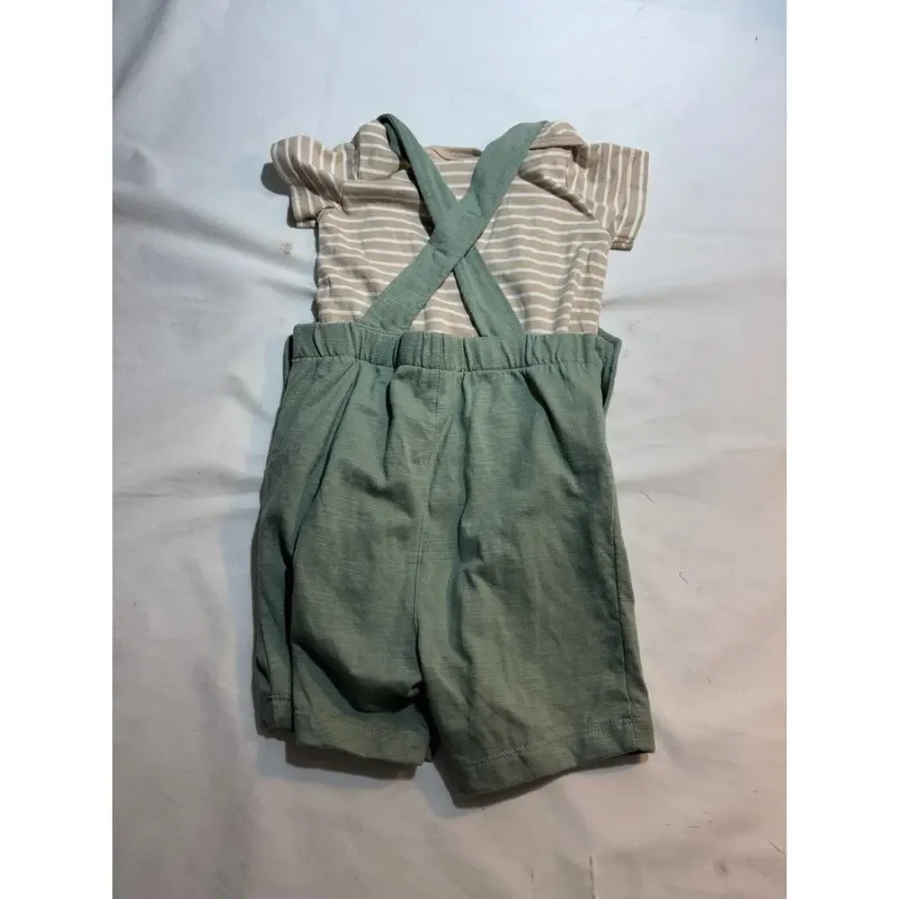 Pekkle Baby Boys' Tool Embroidered Romper with Striped Shirt